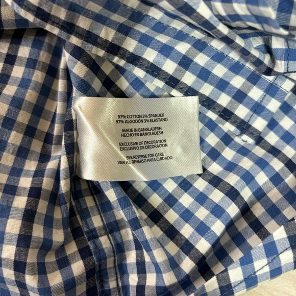 NWT GAP Men’s Short Sleeve Blue Checked Button Down Shirt Size XL - Picture 5 of 8